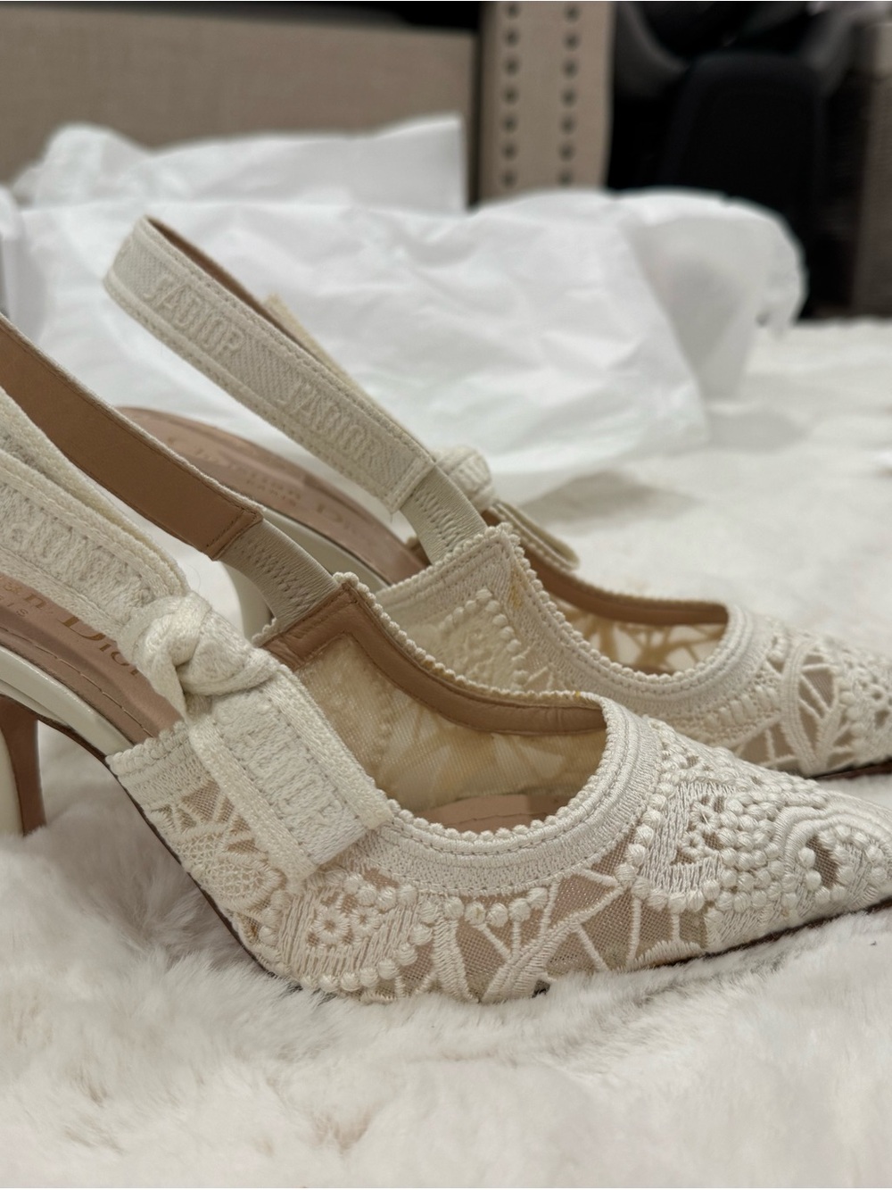 Christian Dior J'adior lace and leather slingback pumps - Picture 5 of 12
